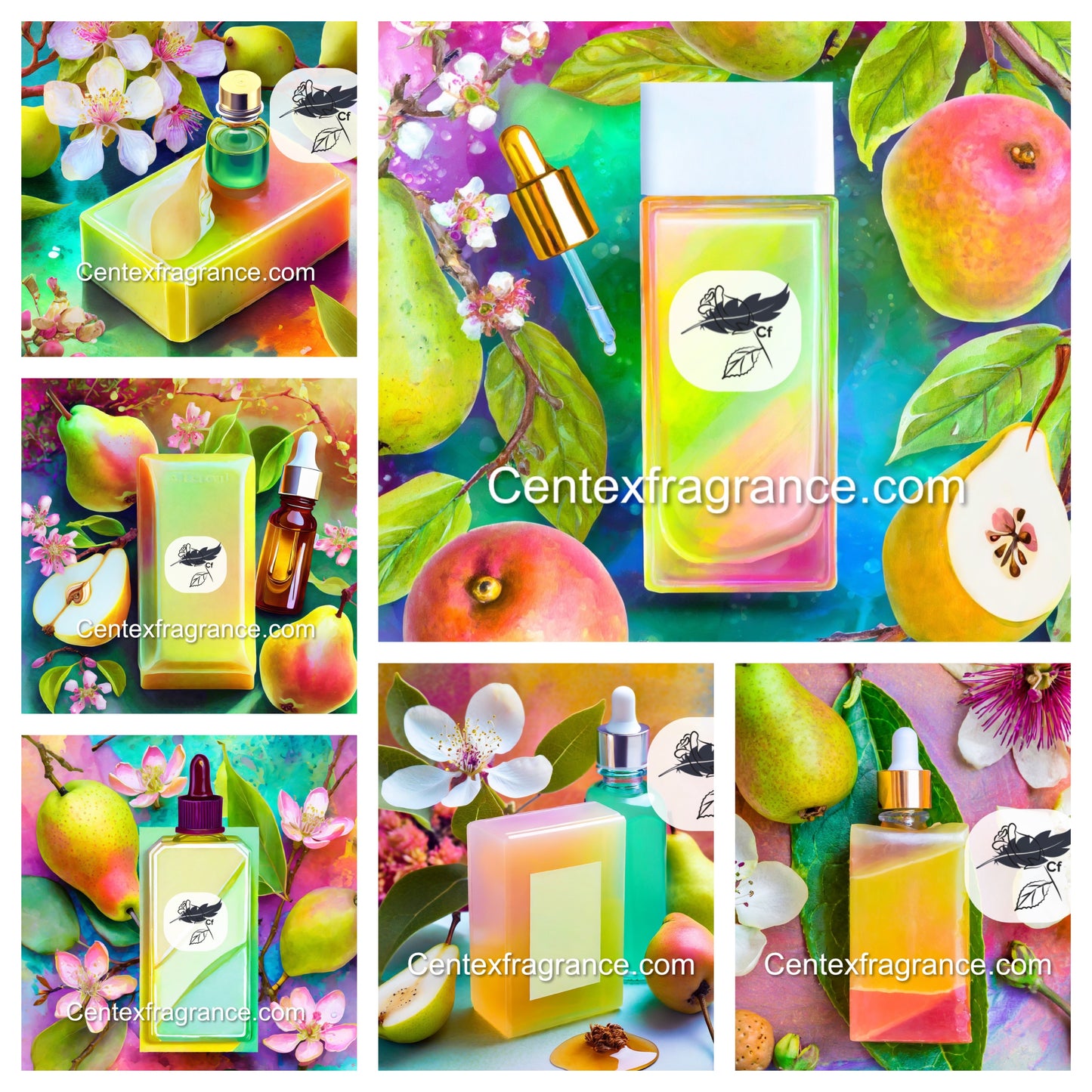 Sample july pack july2024 cf4 pear essential oil Images included in collage