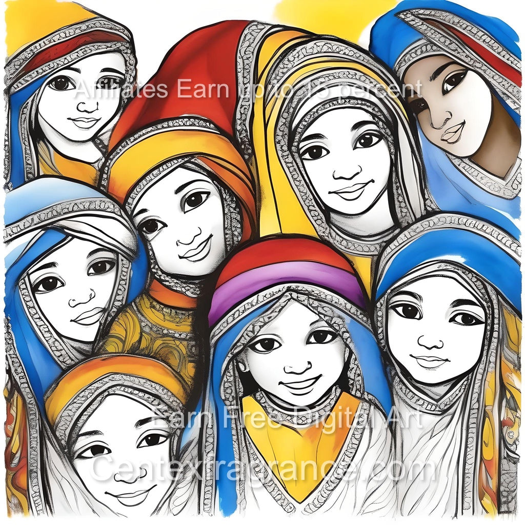 Sept Samplecf303 Children’s themed art Group Multiethnic image pack