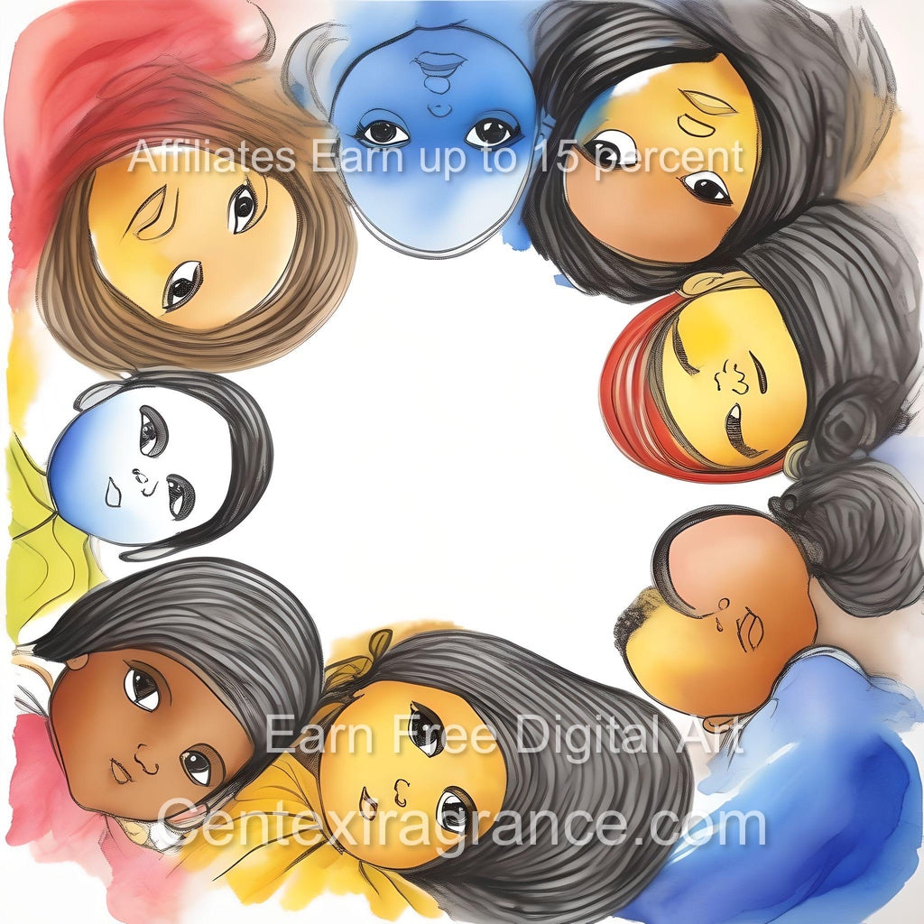 Sept Samplecf303 Children’s themed art Group Multiethnic image pack