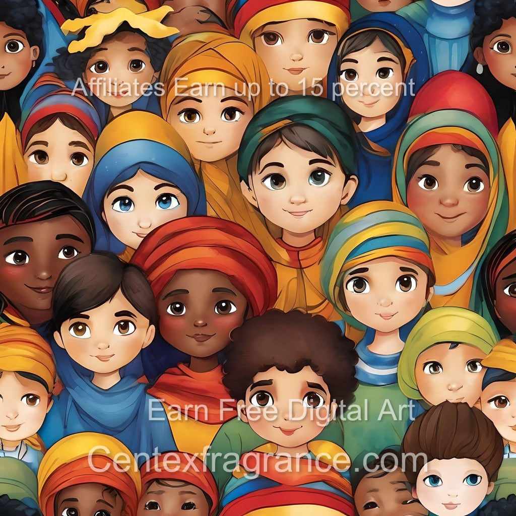 Sept Samplecf303 Children’s themed art Group Multiethnic image pack