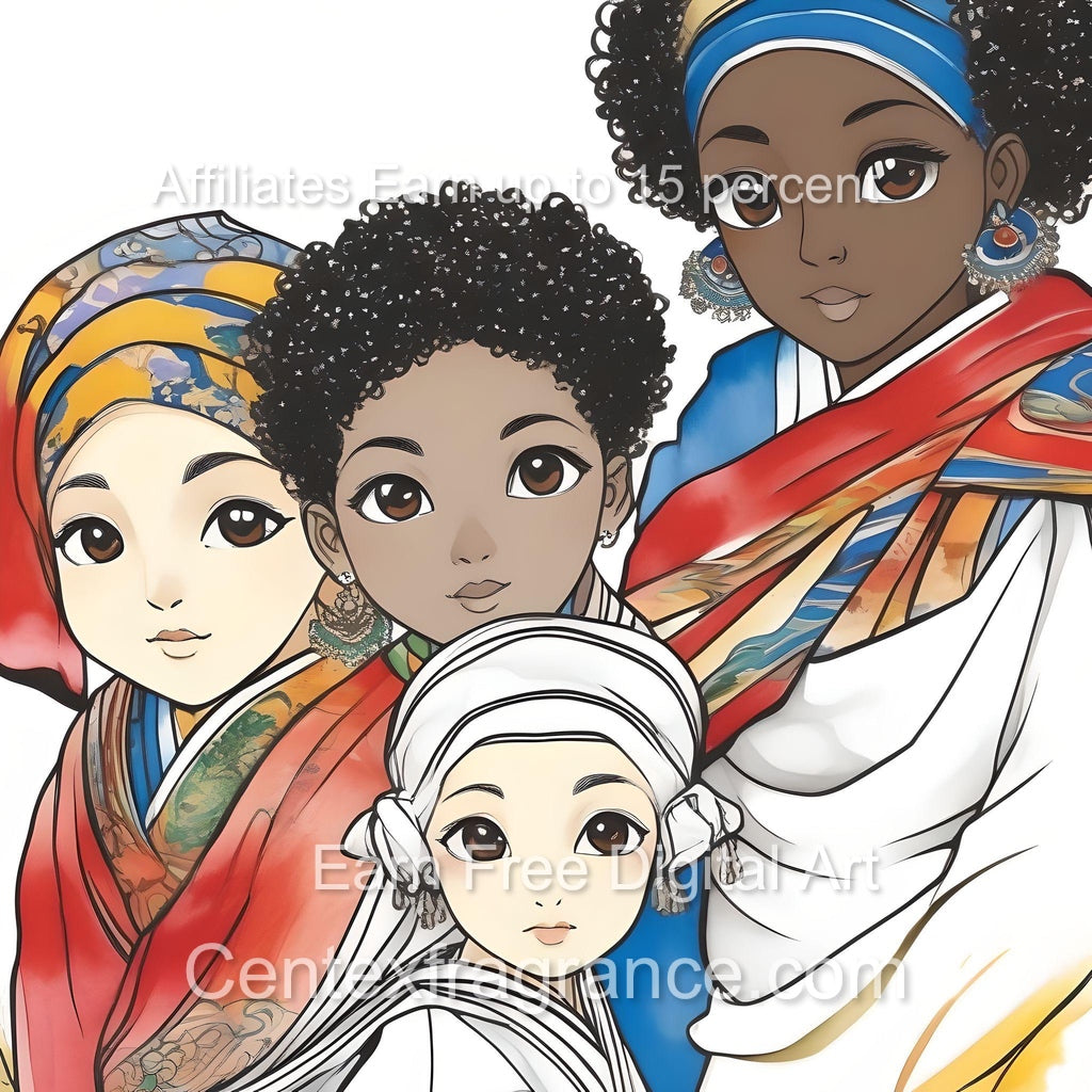 Sept Samplecf303 Children’s themed art Group Multiethnic image pack