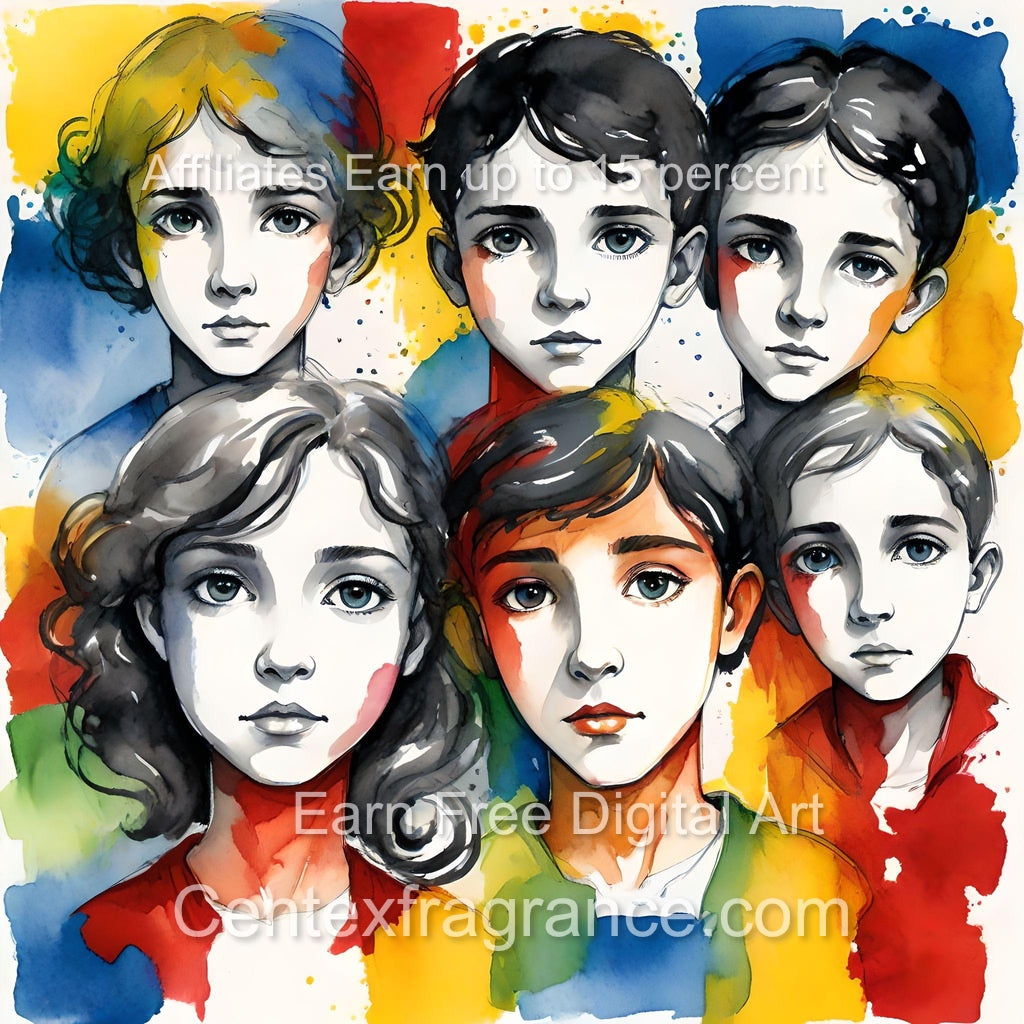 Sept Samplecf303 Children’s themed art Group Multiethnic image pack