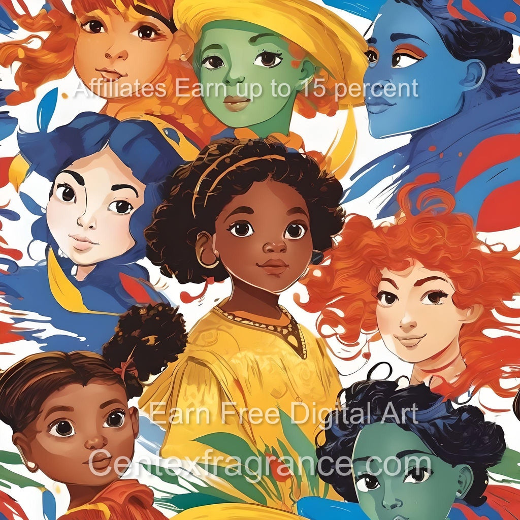 Sept Samplecf303 Children’s themed art Group Multiethnic image pack