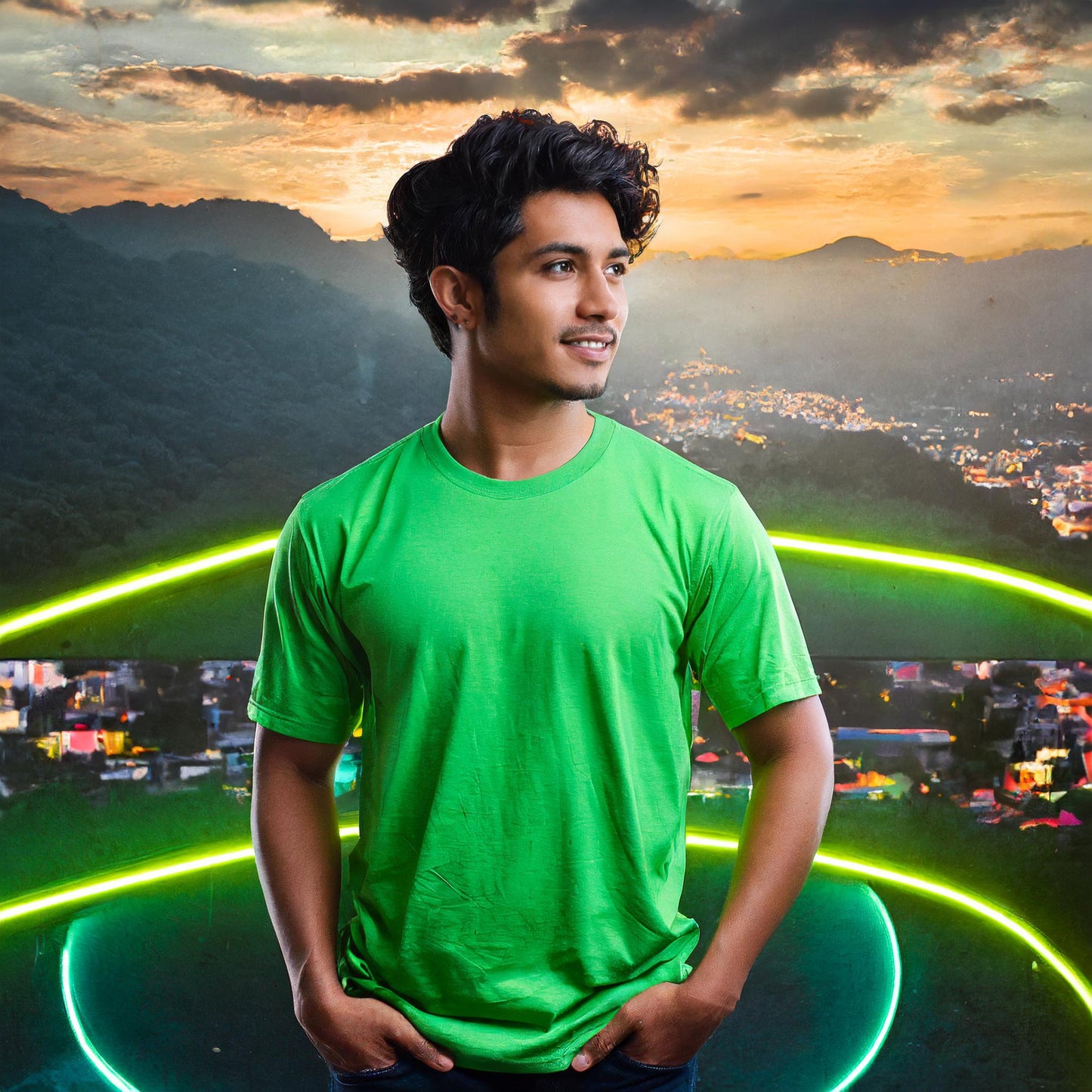 August sample pack item Cf75 Digital download Mixed lot Neon Green and Orange T shirt mick ups