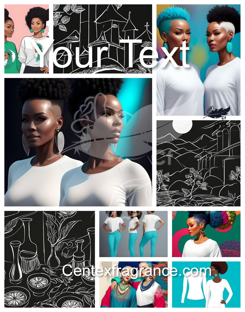 Sample pack july2024 African American Fitness imagewear mockup cf3 Includes 14 plus images as shown on collage