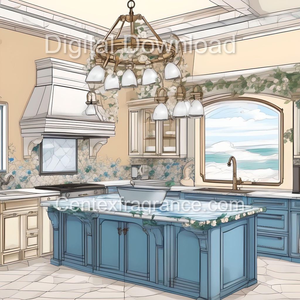 Aug Sample pack item cf113 Digital Download 3 images French Country kitchen decor blue white