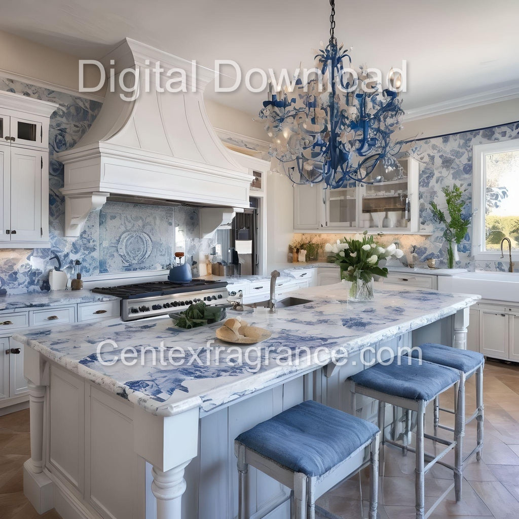 Aug sample packCF110 Blue white Kitchen decor 2 unique images