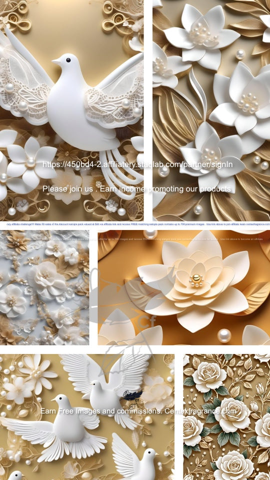 pack july cf42 Romantic Doves and Pearls Fragrance Clip Art