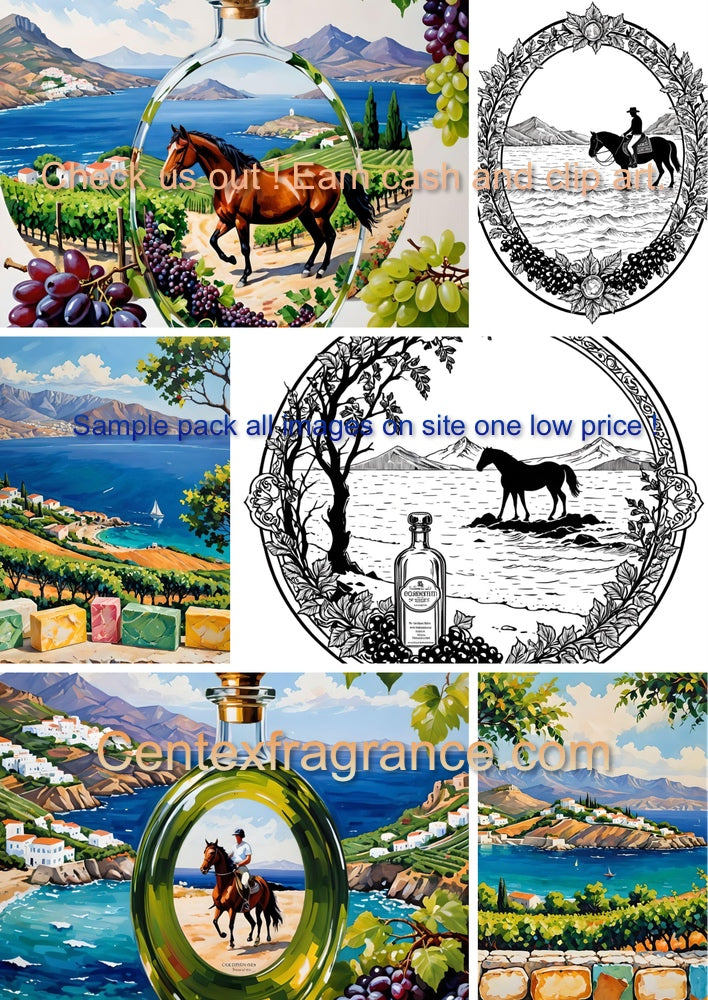 Sample pack Cf62 Digital download . Includes 8 individual images featured on the collage. . Travel beauty a fragrance Product labels ,Digital Art , Clip Art