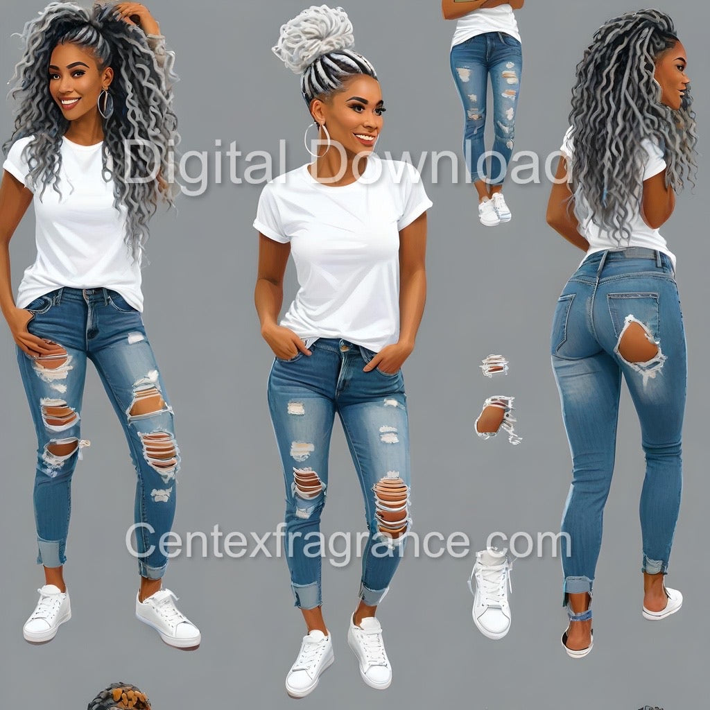 AugSample pack item238 Digital Download images Tshirt Mock -ups African American and Hispanic models