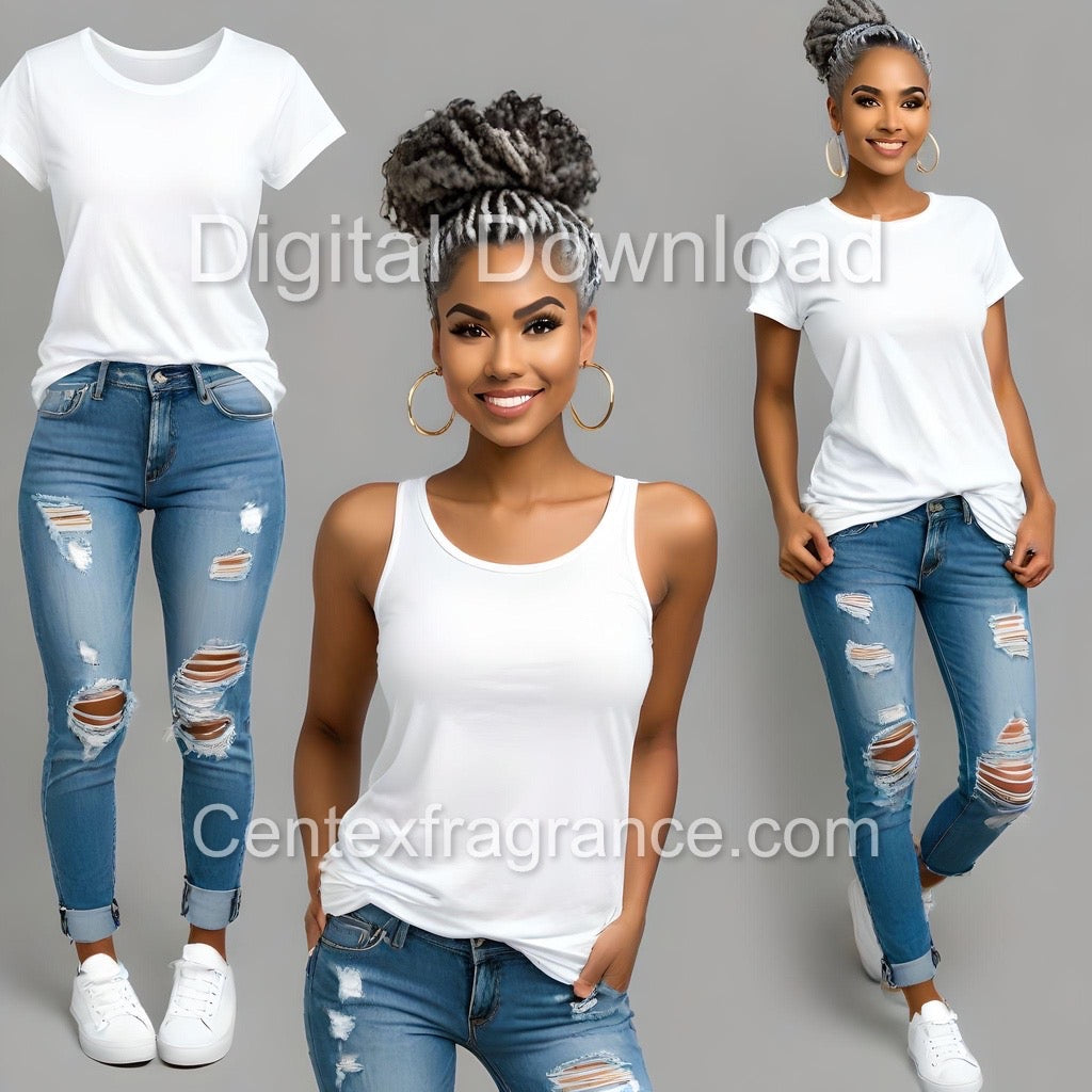 AugSample pack item238 Digital Download images Tshirt Mock -ups African American and Hispanic models