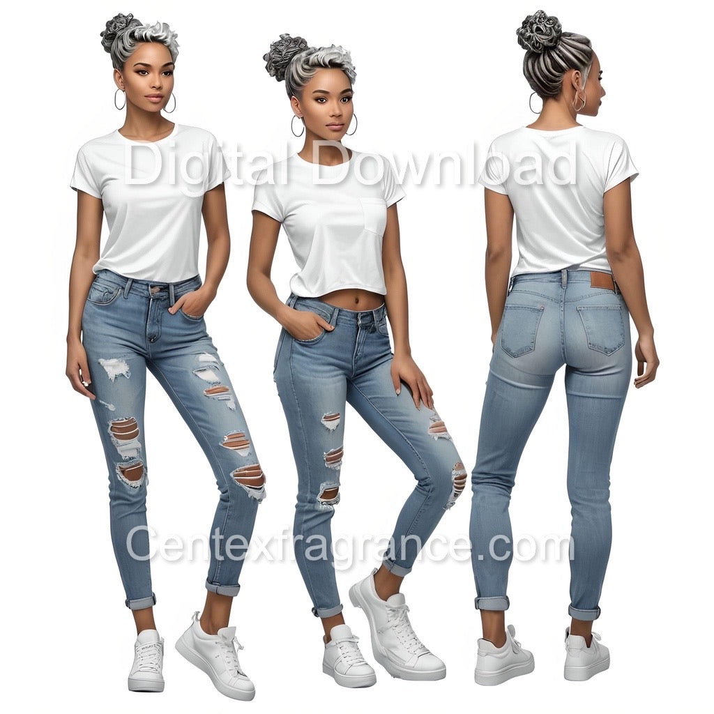 AugSample pack item238 Digital Download images Tshirt Mock -ups African American and Hispanic models