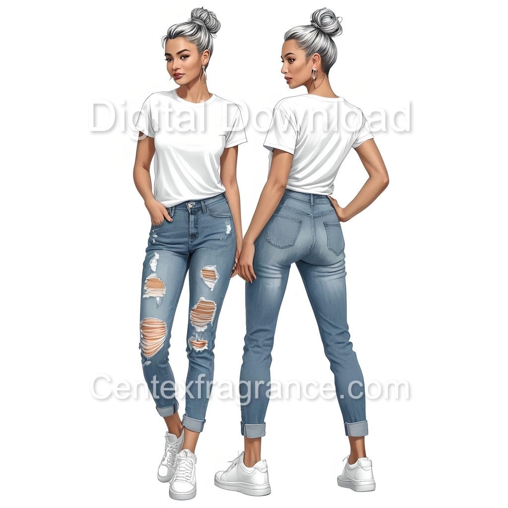 AugSample pack item238 Digital Download images Tshirt Mock -ups African American and Hispanic models