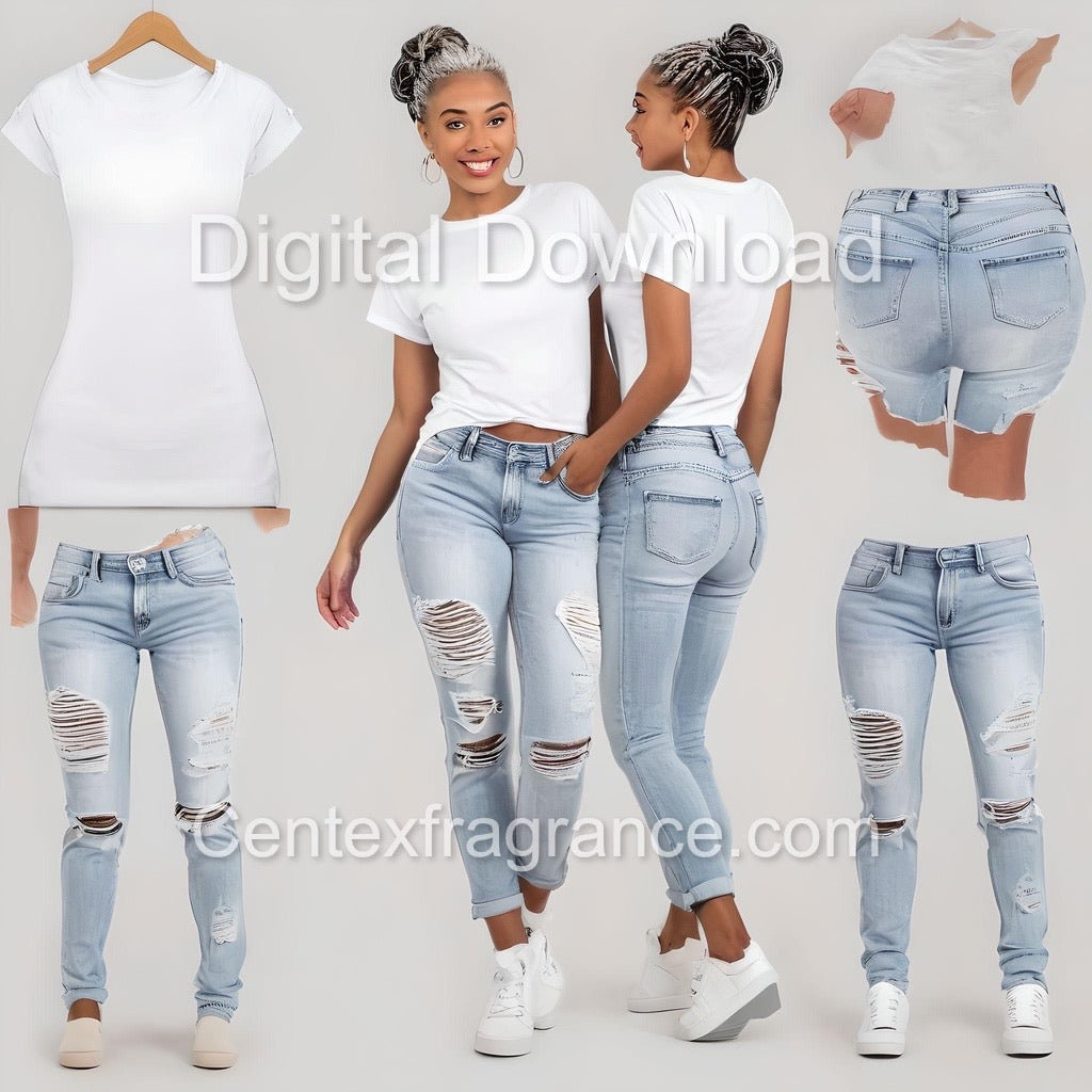AugSample pack item238 Digital Download images Tshirt Mock -ups African American and Hispanic models