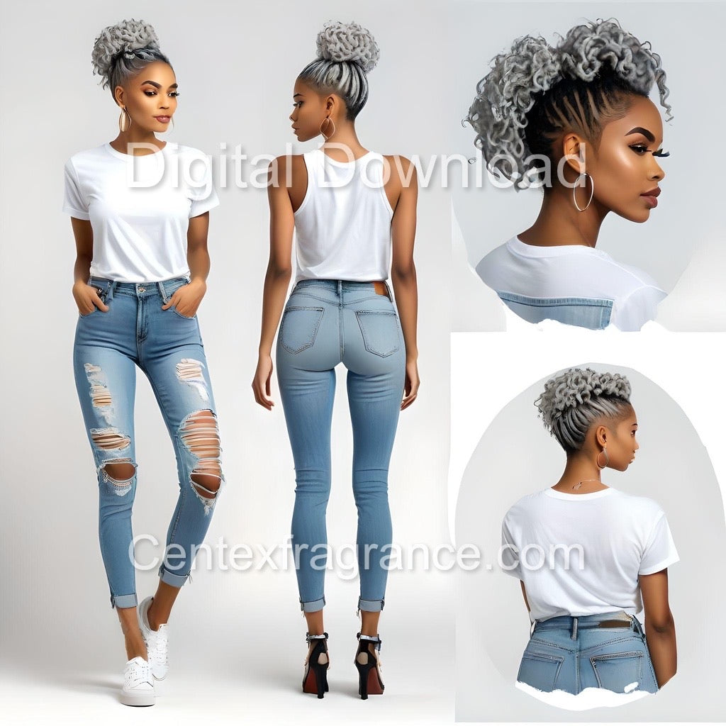 AugSample pack item238 Digital Download images Tshirt Mock -ups African American and Hispanic models