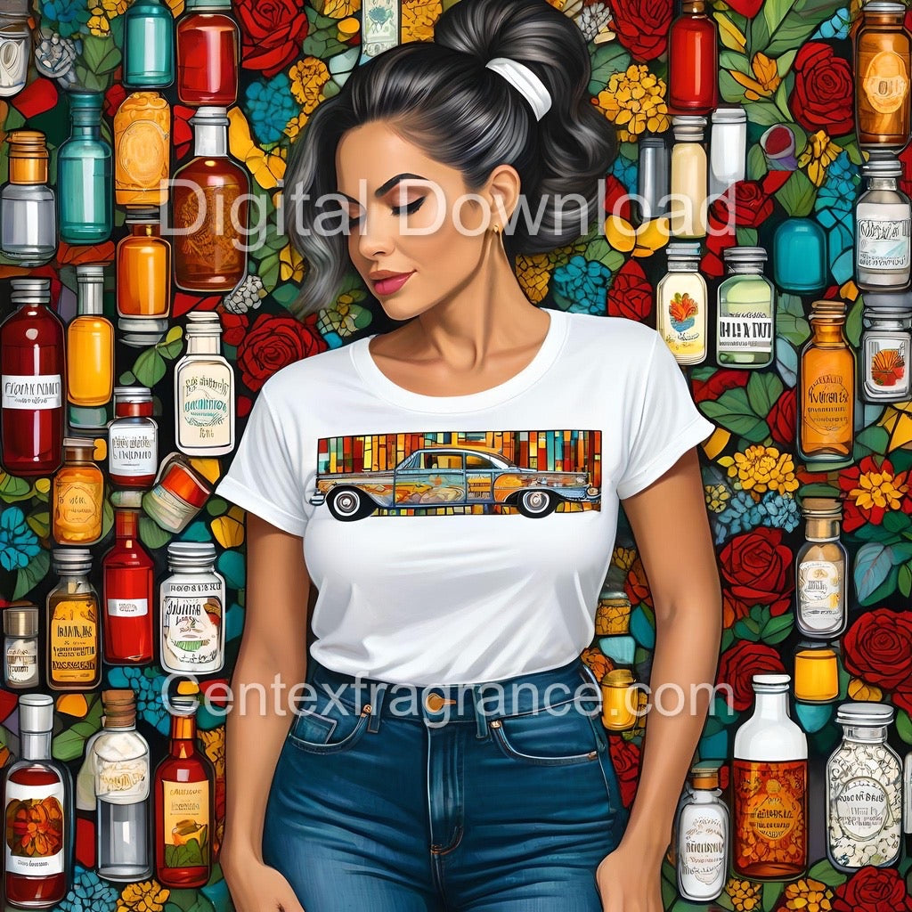 AugSample Pack Itemcf239 33 images tshirt denim fragrance themed prints Digital Download