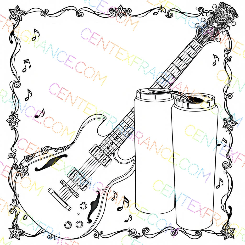 CFCS 0109112 Coloring Sheets, Stationary Music guitar Stationary. images