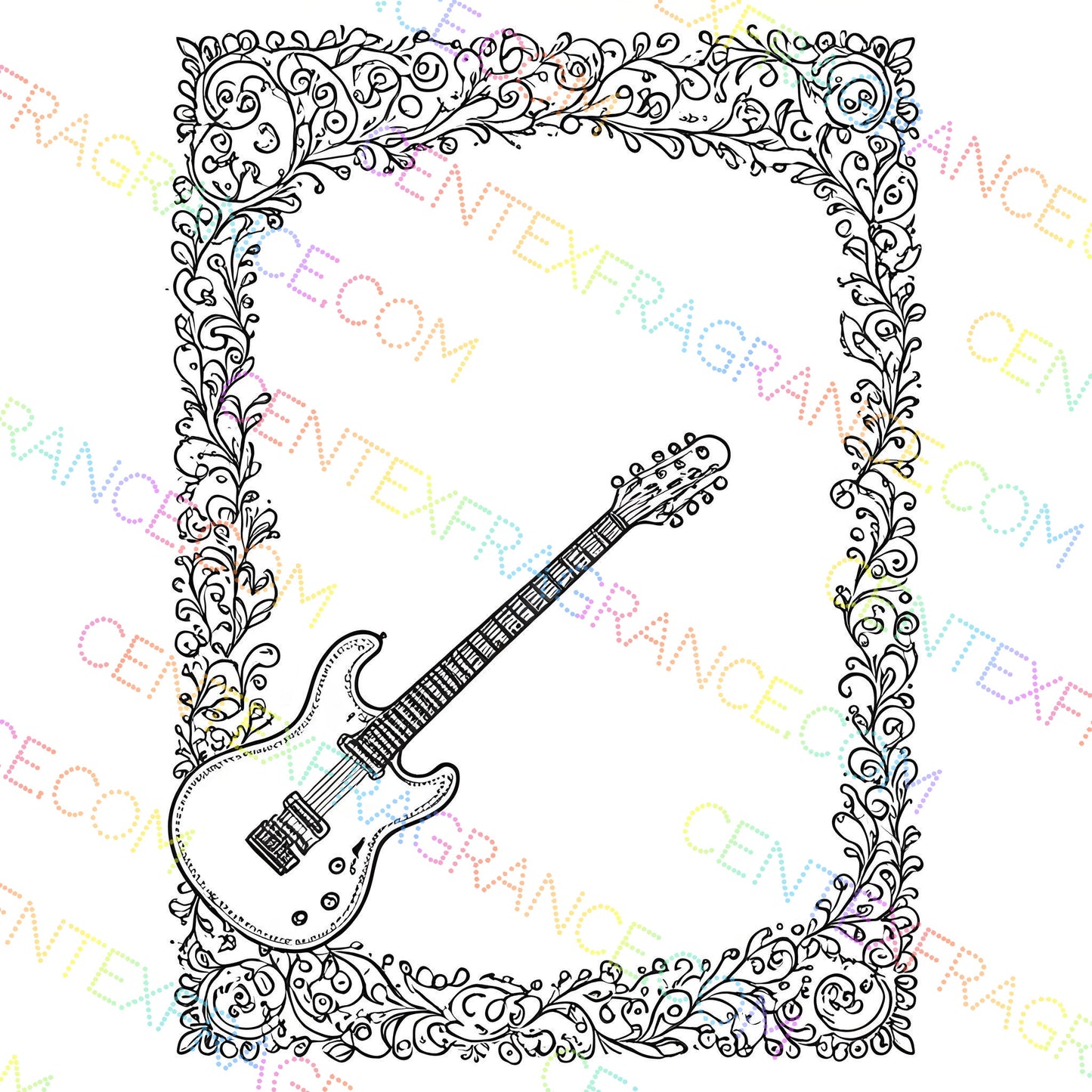 CFCS 0109112 Coloring Sheets, Stationary Music guitar Stationary. images