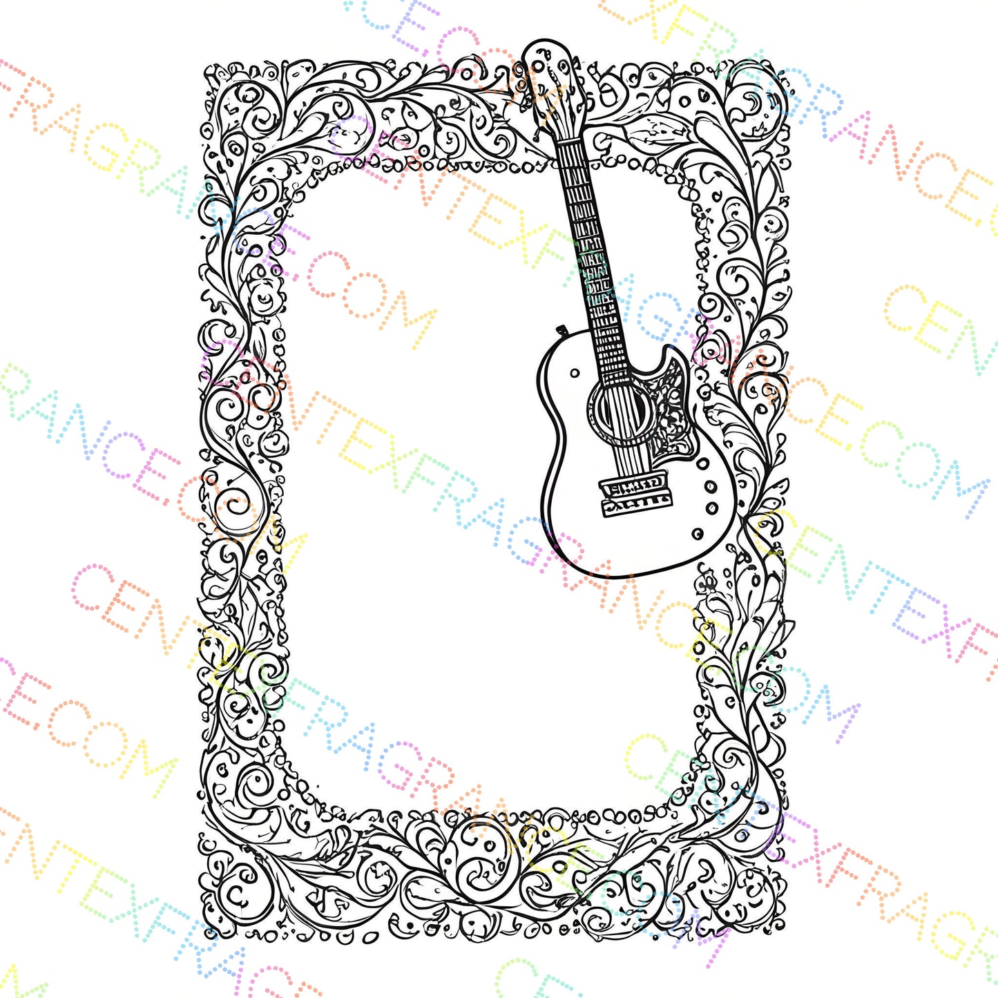 CFCS 0109112 Coloring Sheets, Stationary Music guitar Stationary. images