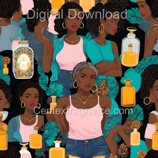 Sample pack cf61  Prints Fragrance  Digital image Product labels. 22 individual images African American Models