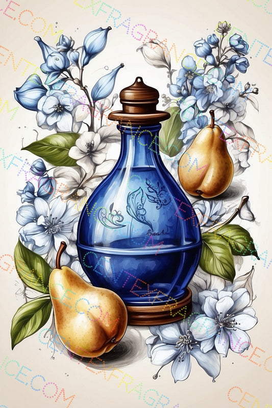 CFCS 01020112 Clip Art Floral Prints Pears Blue